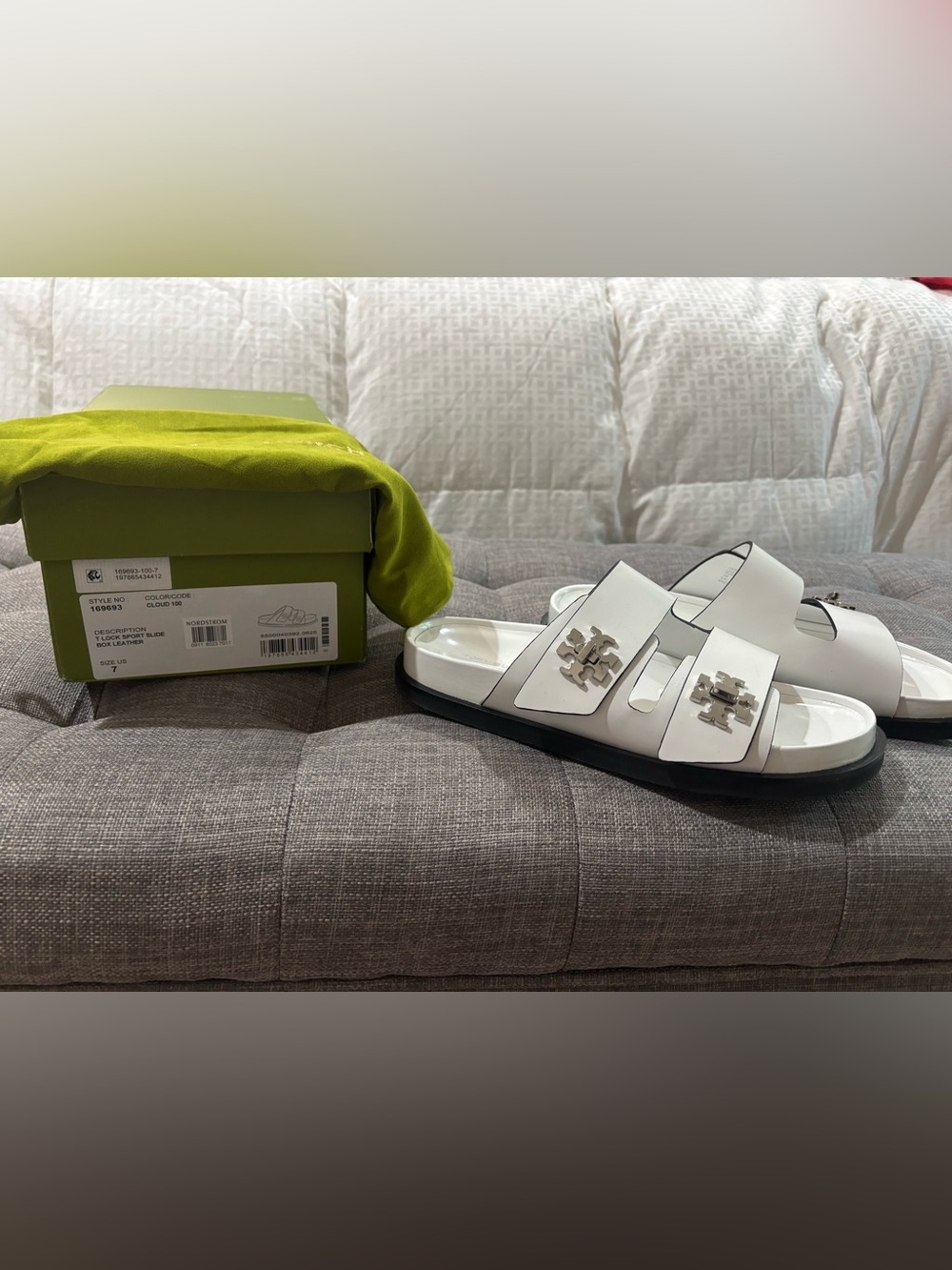 White Logo Slide Sandals